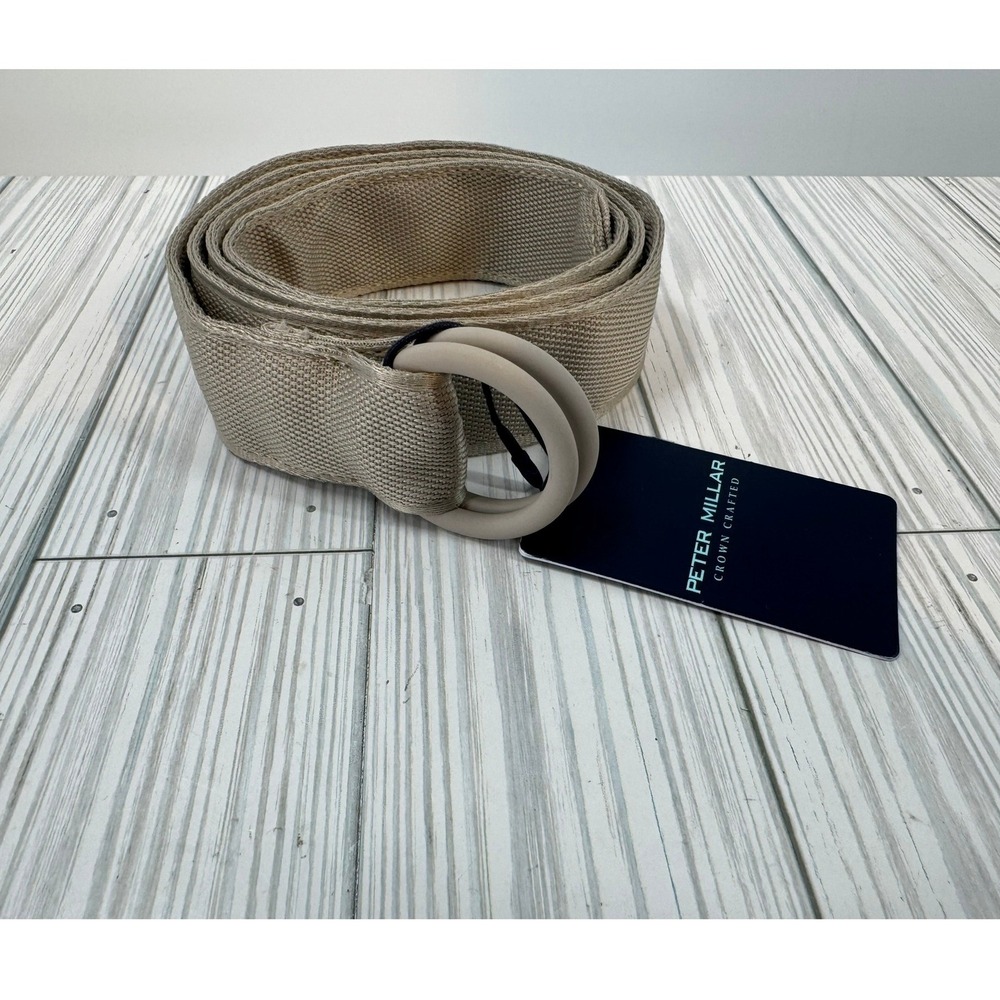 Peter Millar Crown Crafted Canvas Belt Khaki Size L Men's‎ Adjustable Buckle
